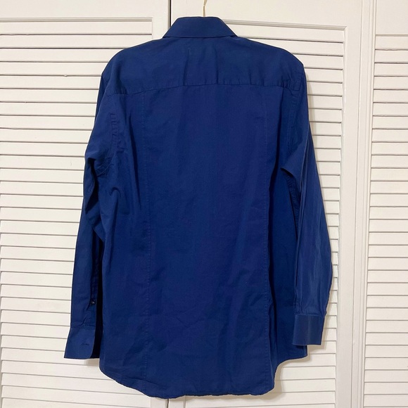 Calvin Klein long sleeves buttons down shirt blue navy size 15.5 - 34/35 - Picture 7 of 9